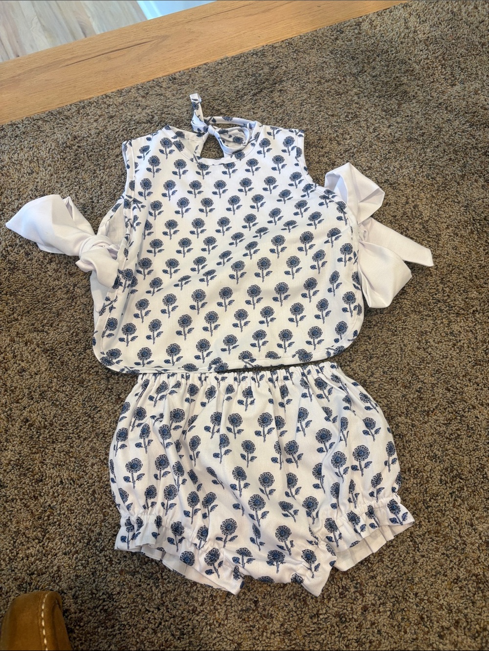 Kids White and Navy Floral Matching Set - Classic Summer Style